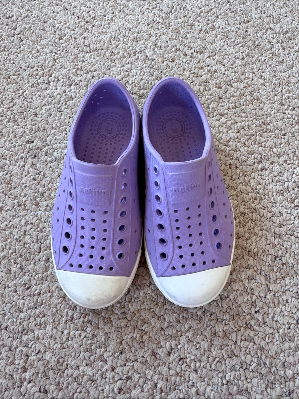 Native Kids Water Shoes Jefferson Slip-On in Lavender with White Toe Cap